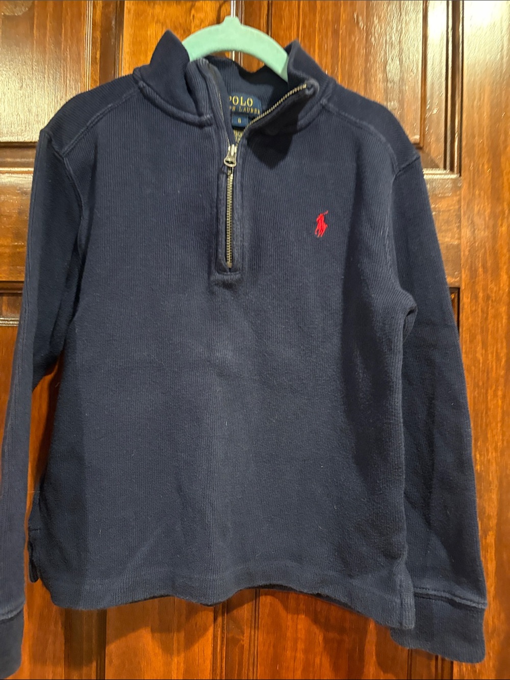 Polo by Ralph Lauren Navy Half-Zip Sweater with Red Pony